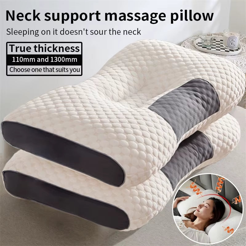 1PC Almohada Neck Pillow Help Sleep Protect the Neck Cervical Orthopedic Soybean Fiber Massage Household SPA Pillow for Sleeping